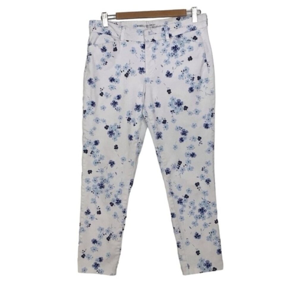 GAP Khakis crop ankle pants slim city white and blue liberty floral chino Pixi 8